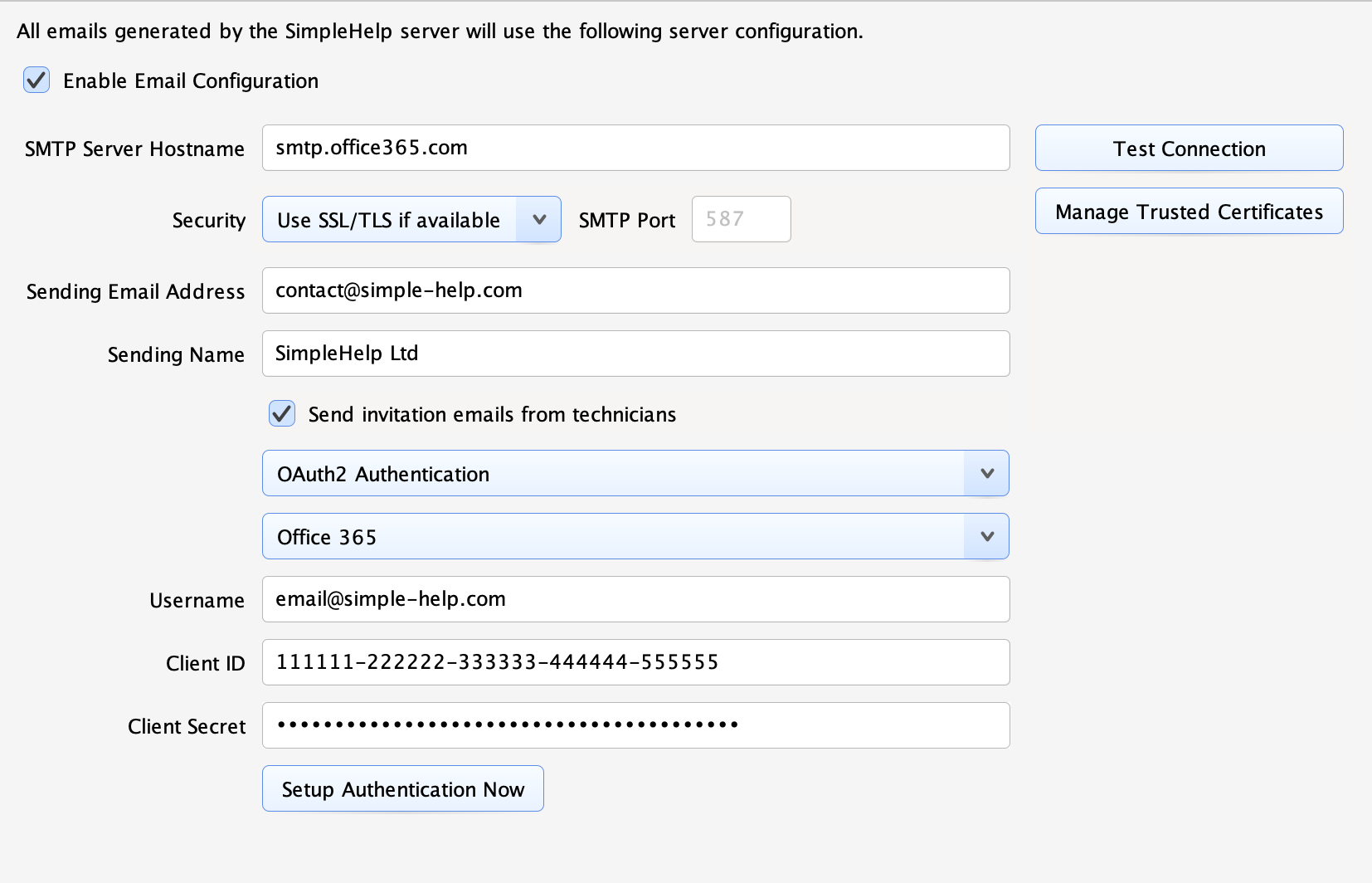 SMTP Screenshot