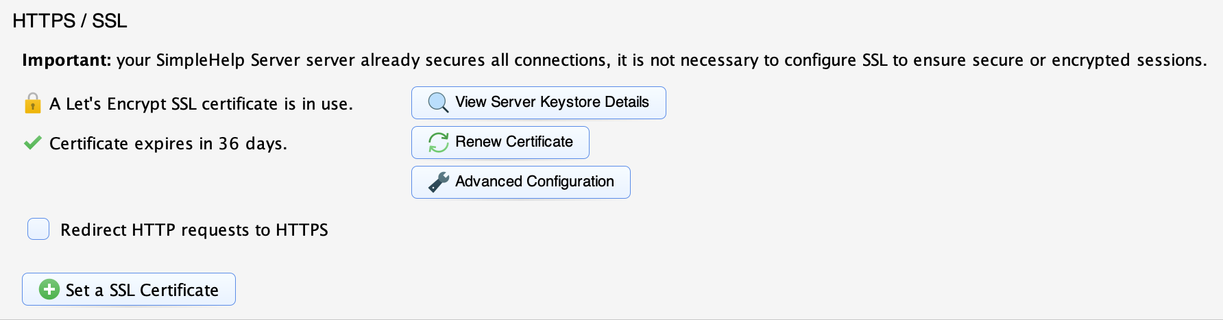 HTTPS / SSL Screenshot