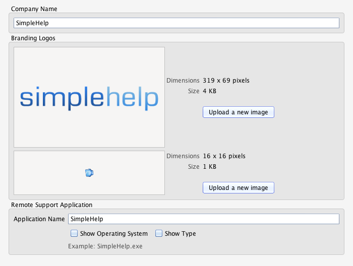 Branding Options Screenshot
