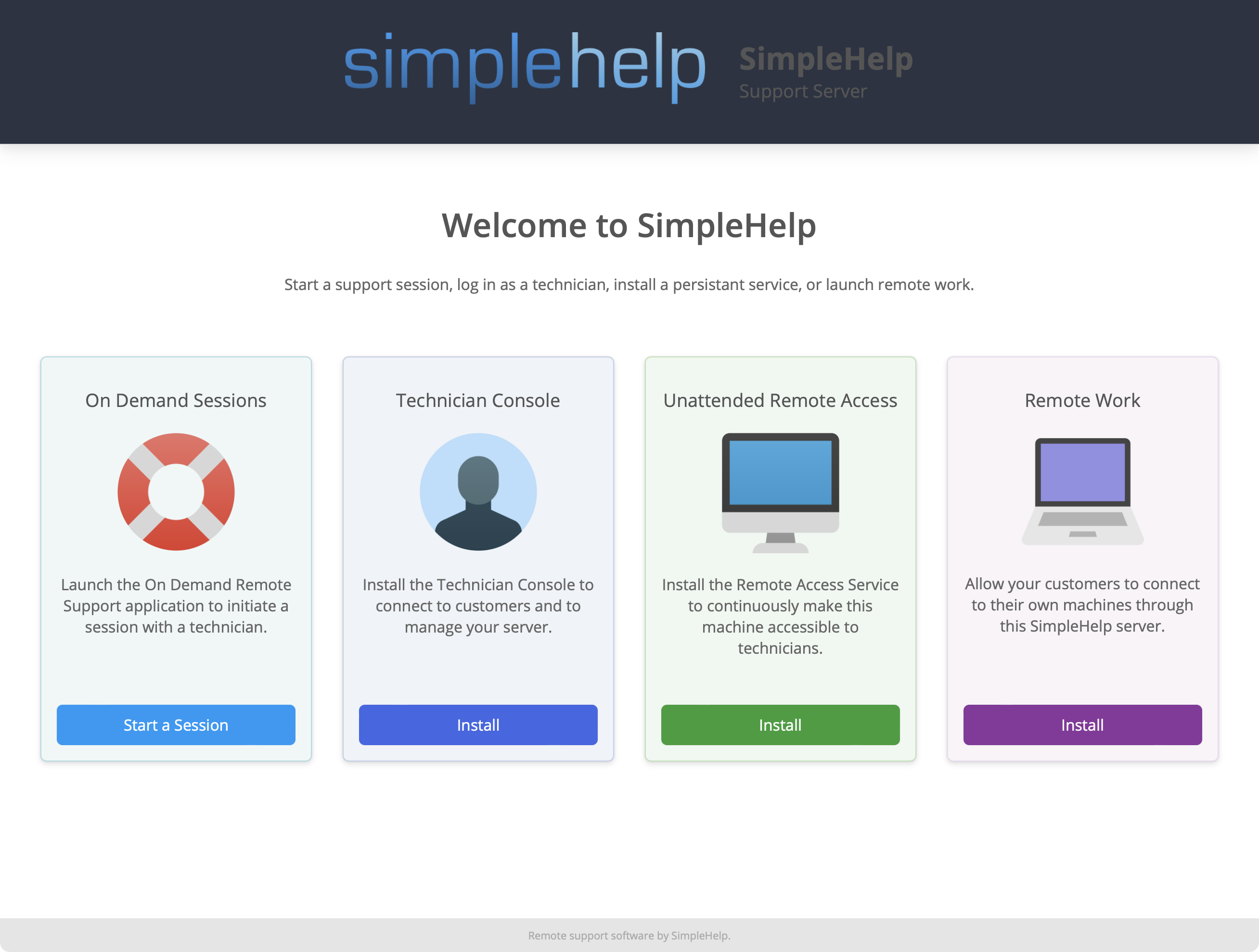 Welcome Page Screenshot