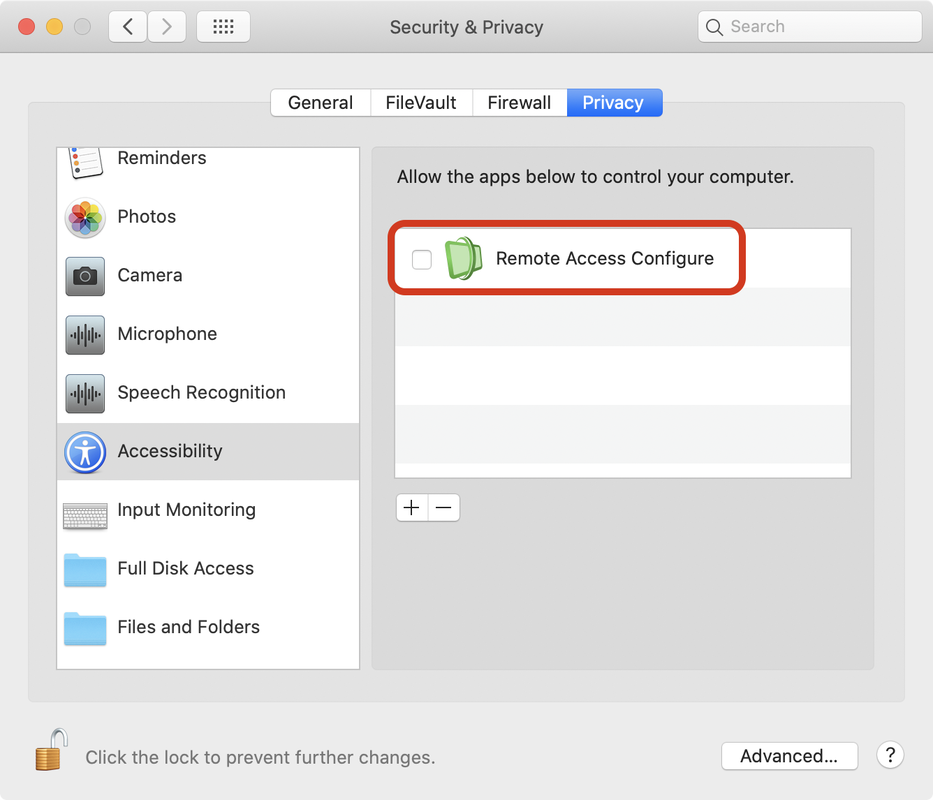 Permission Screenshot