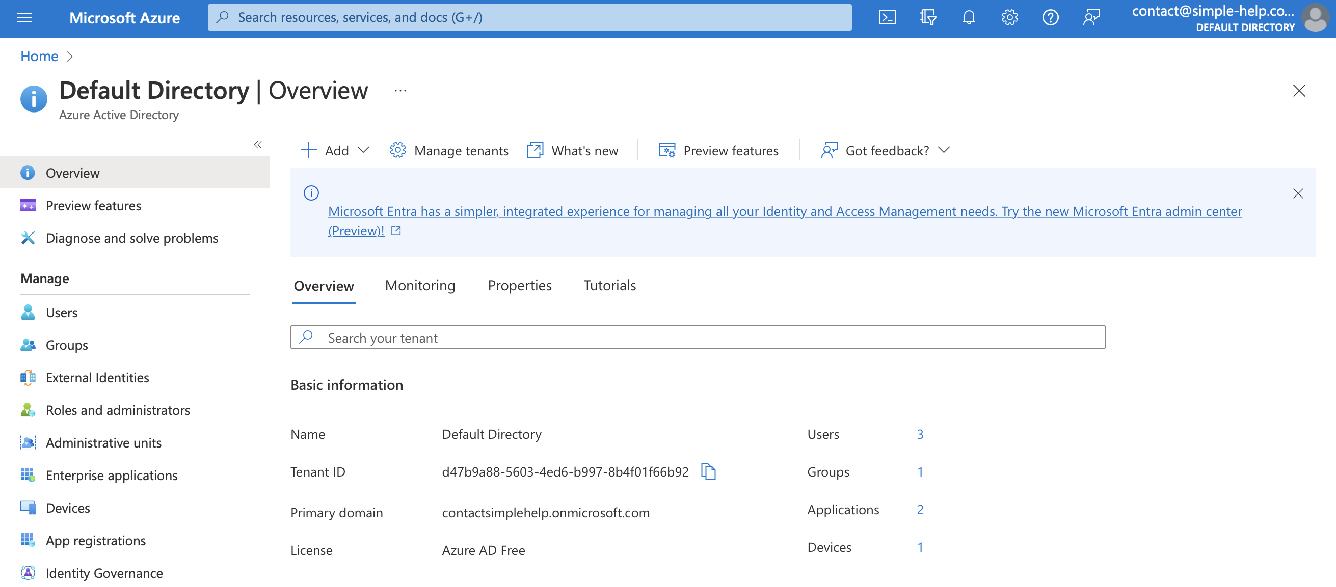 Microsoft Portal Screenshot