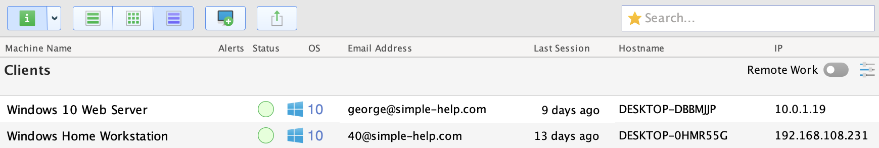 Remote Work Table Screenshot
