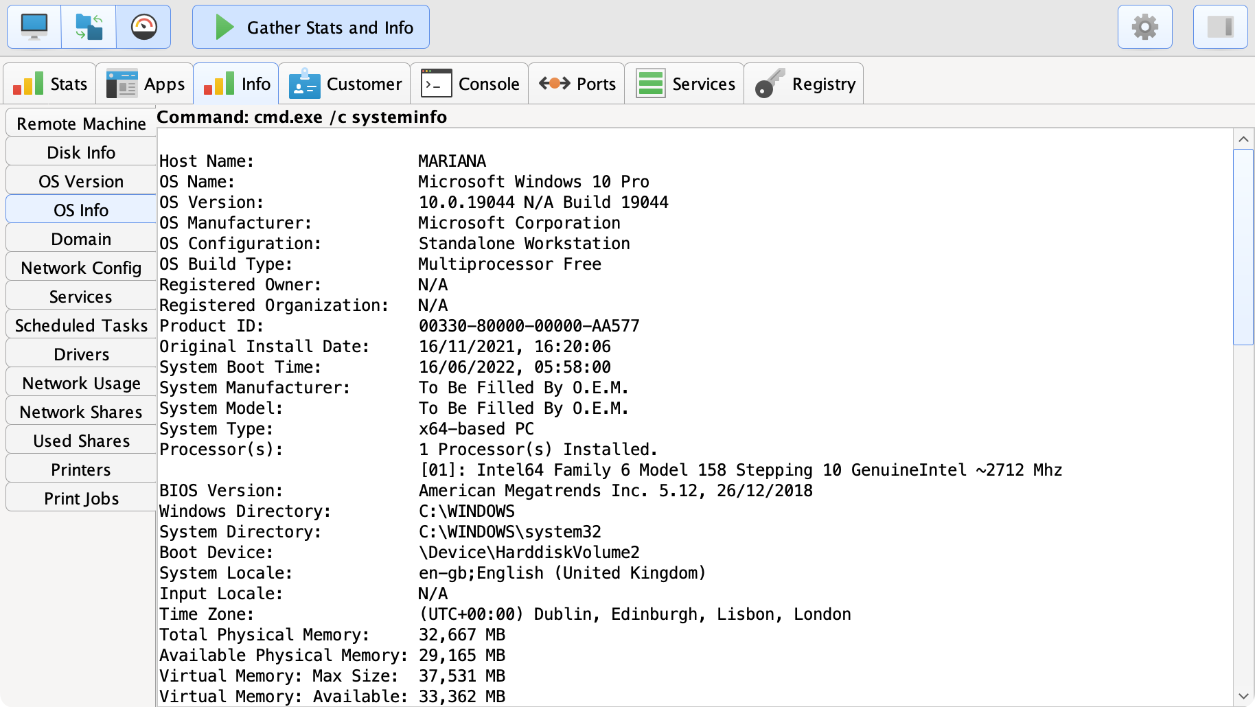 Info Screenshot