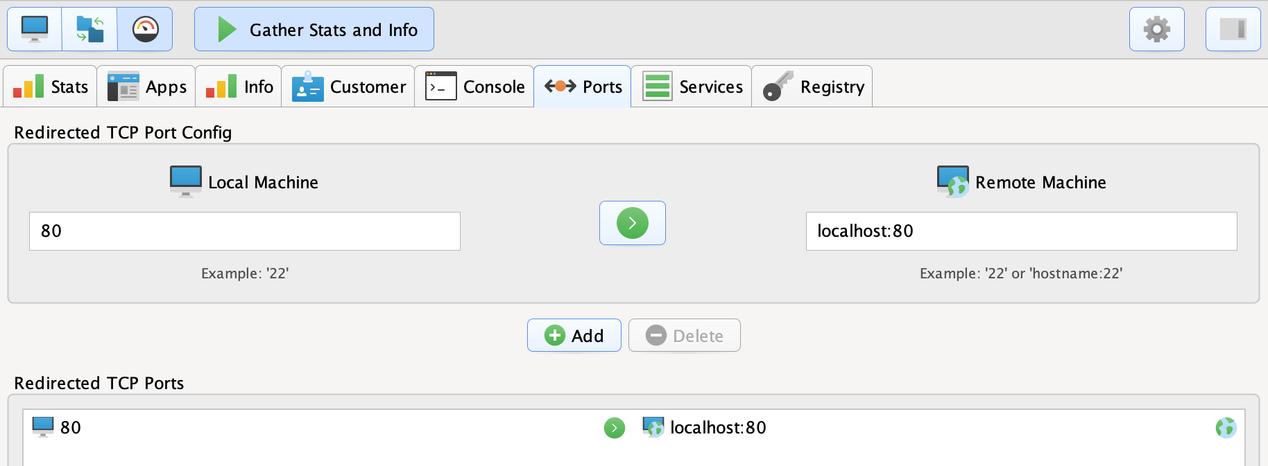 Port Forwarding Screenshot