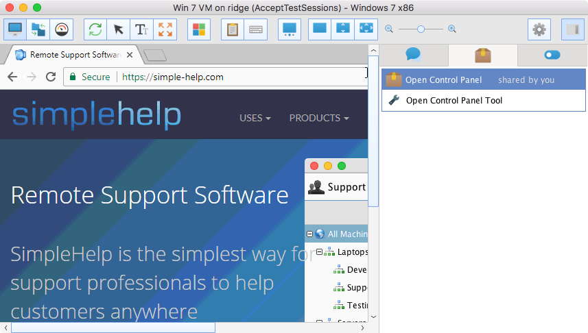 Tools in a session Screenshot