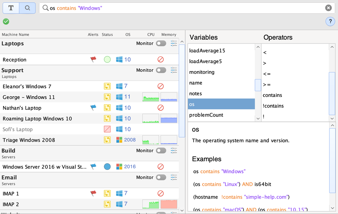 Machine Query Screenshot