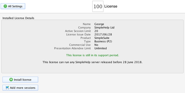 License Screenshot