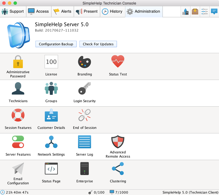 Administration Tab Screenshot