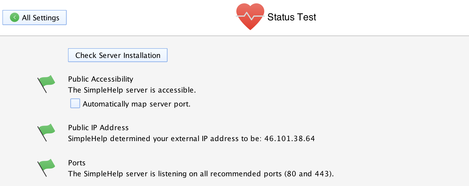 Status Test Screenshot