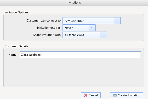 Invitation Screenshot