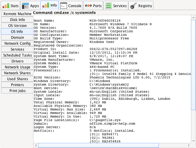 Info Screenshot