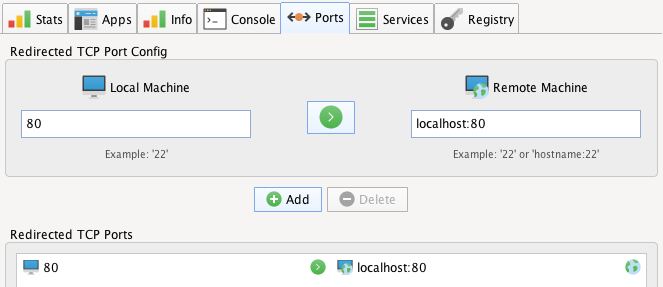 Port Forwarding Screenshot