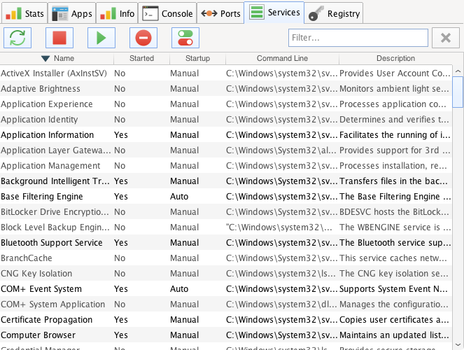 Services Screenshot