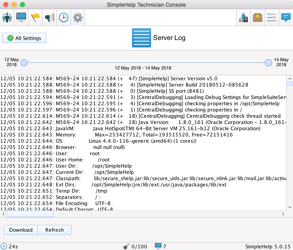 Admin Server Log Screenshot